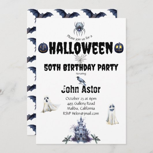 Halloween Spooky Einladung (Vorne/Hinten)