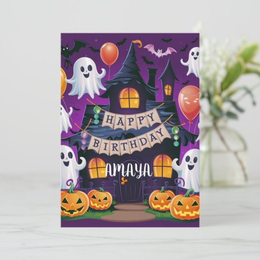 Halloween Spooky erste Einladung (Stehend Vorderseite)