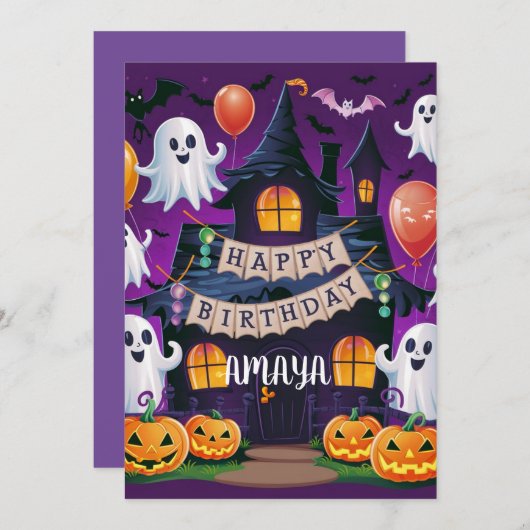 Halloween Spooky erste Einladung (Vorne/Hinten)