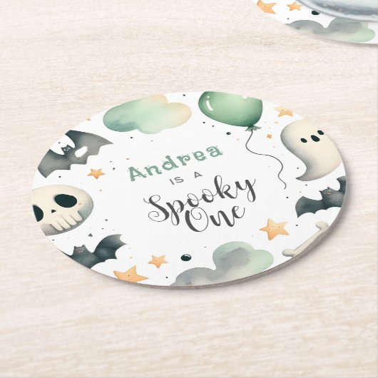 Halloween Spooky erster Runder Pappuntersetzer (Angewinkelt)