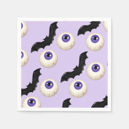 Halloween Spooky Eyeball & Bat Leckereien Lila Serviette