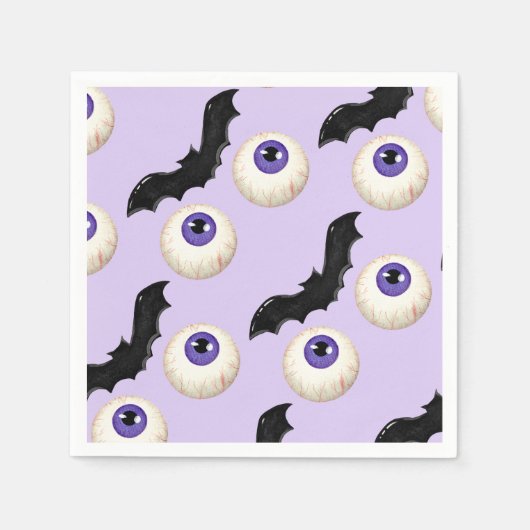 Halloween Spooky Eyeball & Bat Leckereien Lila Serviette (Vorderseite)