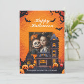 Halloween Spooky Family Fun Karte (Stehend Vorderseite)