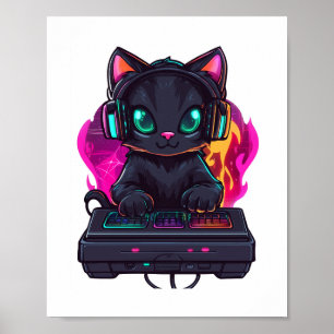 Halloween Spooky Gamer Cat Poster