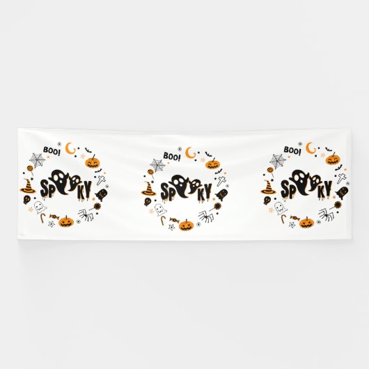 Halloween Spooky Ghost 4x12 Vinyl Banner (Horizontal)