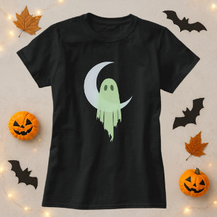 Halloween Spooky Ghost Drilling Moon T-Shirt