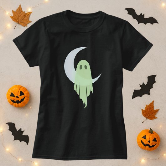 Halloween Spooky Ghost Drilling Moon T-Shirt