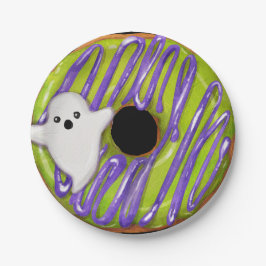 Halloween Spooky Ghost Green Donut Pappteller