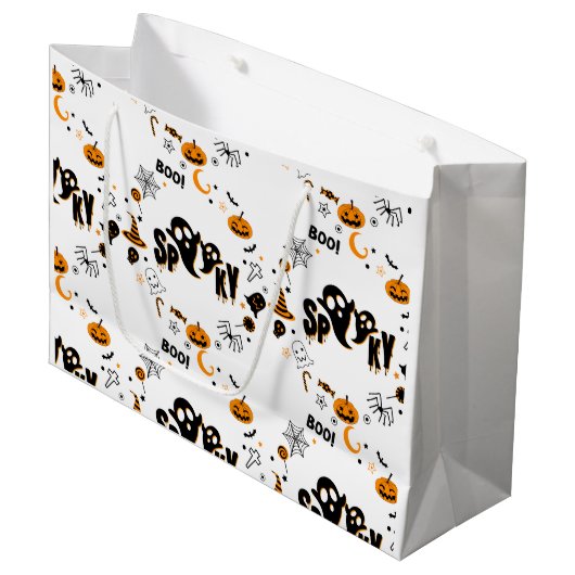 Halloween Spooky Ghost Große Geschenktasche Große Geschenktüte (Vorderseite Schrägansicht)