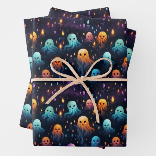 Halloween Spooky Ghost Nahtloses Muster Geschenkpapier Set (Beispiel)