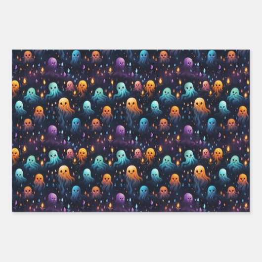 Halloween Spooky Ghost Nahtloses Muster Geschenkpapier Set (Vorderseite)