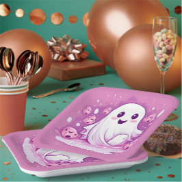 Halloween Spooky Ghost Niedlich Pink Pappteller