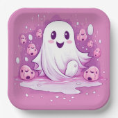 Halloween Spooky Ghost Niedlich Pink Pappteller (Vorderseite)