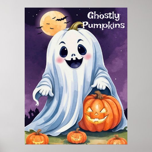 Halloween Spooky Ghost Night mit Beängstigenden Pu Poster (Vorne)