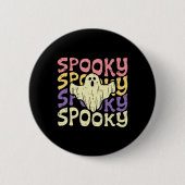Halloween Spooky Ghost Retro Groovy Kostüme Frauen Button (Vorderseite)