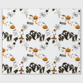 Halloween Spooky Ghost Wrapping Paper Geschenkpapier (Flach)