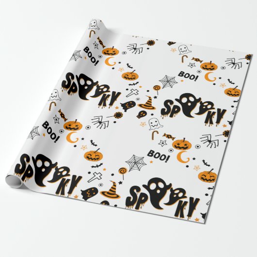Halloween Spooky Ghost Wrapping Paper Geschenkpapier (Ungerollt)