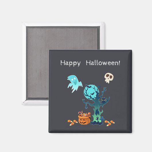 Halloween Spooky Ghosts Bats Skulls & Candy Magnet (Vorderseite/Rückseite)