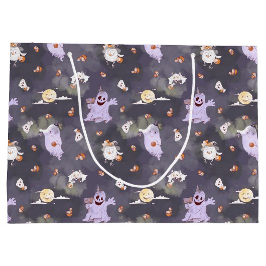Halloween Spooky Ghosts Geschenktasche Große Geschenktüte (Rückseite)