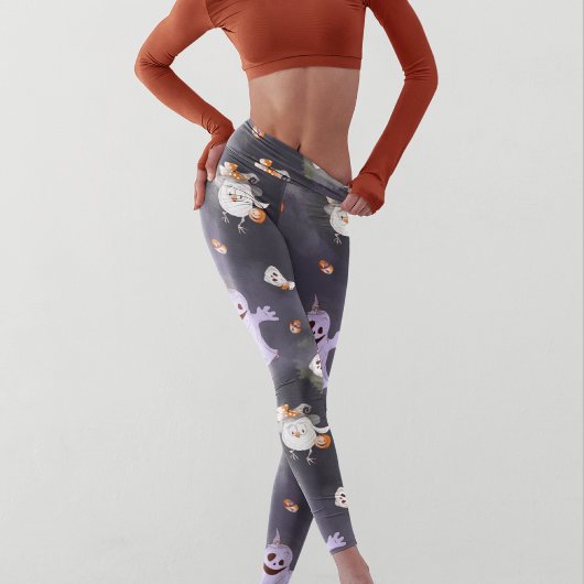 Halloween Spooky Ghosts Owls Niedlich Modern Leggings