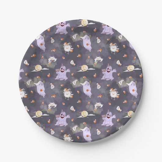 Halloween Spooky Ghosts Paper Plate Pappteller (Vorderseite)