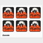 Halloween Spooky Graveyard Bats Zombie Moon Quadratischer Aufkleber (Blatt)