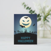 Halloween Spooky Graveyard Moon Bats Postkarte (Stehend Vorderseite)