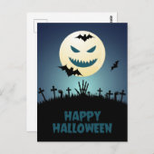 Halloween Spooky Graveyard Moon Bats Postkarte (Vorne/Hinten)
