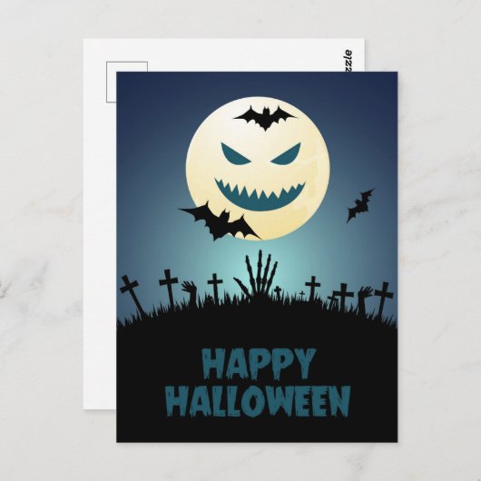 Halloween Spooky Graveyard Moon Bats Postkarte (Vorne/Hinten)
