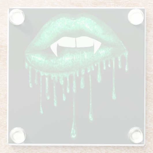 HALLOWEEN SPOOKY GREEN DRIPPING VAMPIRE LIPS GLASUNTERSETZER (Rückseite)