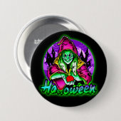 Halloween Spooky Green Hexe Magic Hat Apple Button (Vorne & Hinten)