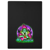 Halloween Spooky Green Hexe Magic Hat Apple Klemmbrett (Rückseite)