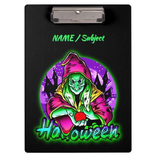 Halloween Spooky Green Hexe Magic Hat Apple Klemmbrett (Vorderseite)