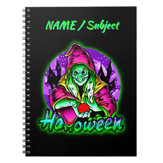 Halloween Spooky Green Hexe Magic Hat Apple Notizblock (Vorderseite)