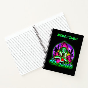 Halloween Spooky Green Hexe Magic Hat Apple Notizblock
