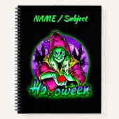 Halloween Spooky Green Hexe Magic Hat Apple Notizblock (Vorderseite)