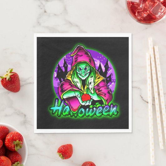 Halloween Spooky Green Hexe Magic Hat Apple Serviette (Beispiel)