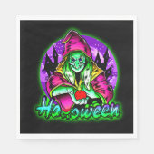 Halloween Spooky Green Hexe Magic Hat Apple Serviette (Vorderseite)