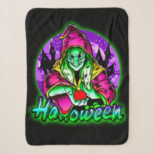 Halloween Spooky Green Hexe Magic Hat Apple Sherpadecke
