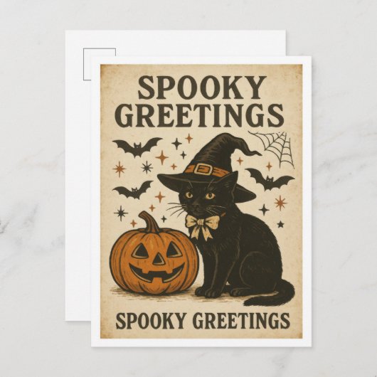 Halloween Spooky Greetings Postkarte (Vorne/Hinten)
