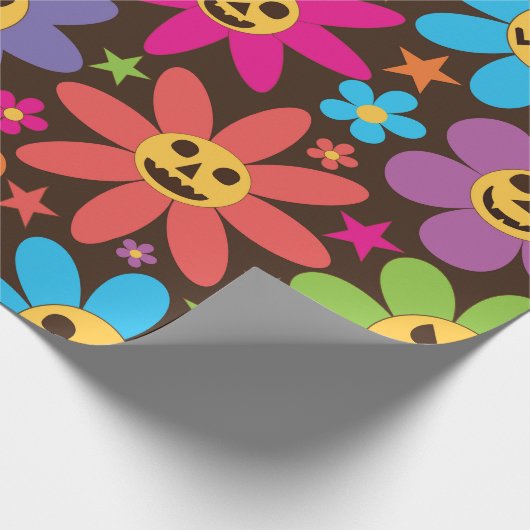 Halloween Spooky Groovy Blume Geschenkpapier (Ecke)