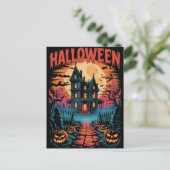 Halloween Spooky Haunted House Pumpkins P Postkarte (Stehend Vorderseite)