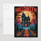 Halloween Spooky Haunted House Pumpkins P Postkarte (Vorne/Hinten)