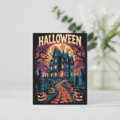 Halloween Spooky Haunted House Pumpkins          Postkarte (Stehend Vorderseite)