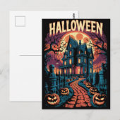 Halloween Spooky Haunted House Pumpkins          Postkarte (Vorne/Hinten)