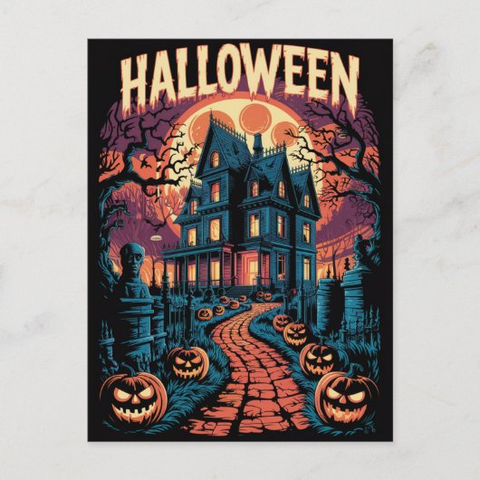 Halloween Spooky Haunted House Pumpkins          Postkarte (Vorderseite)