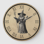 Halloween Spooky Hexe mit Vollmond-Uhr Große Wanduhr (Vorderseite)
