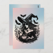 Halloween Spooky Hexe Postkarte (Vorne/Hinten)