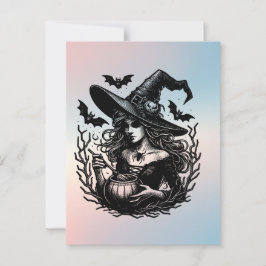 Halloween Spooky Hexe Postkarte