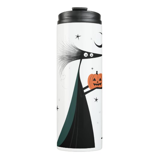 Halloween Spooky Hexe und Pumpkin White Thermosbecher (Vorderseite)